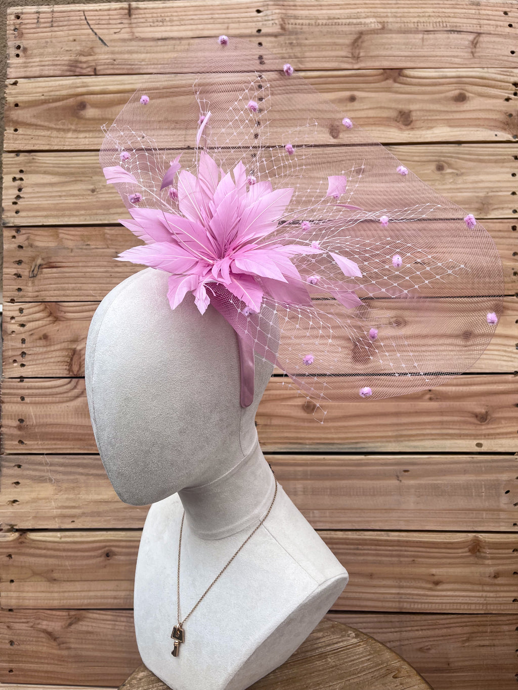 Pink Dotted Fascinator