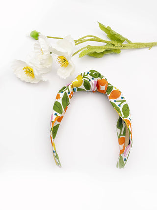 Bold Floral Knotted Headbands, Orange Floral Womens Headband