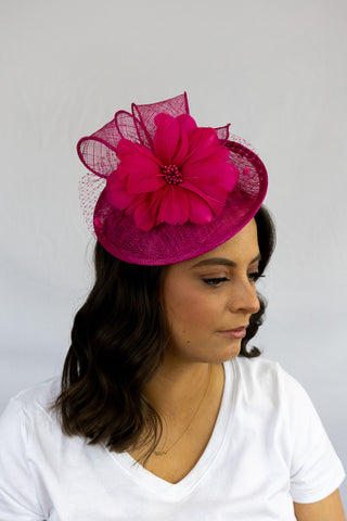 Magenta Runaway Rose Fascinator