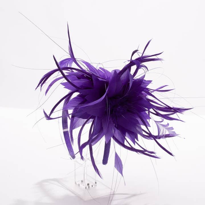 Double Feather Fascinator Purp