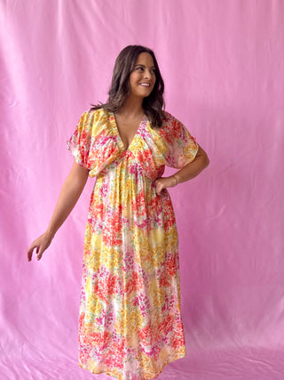 colorful floral printed maxi dress
