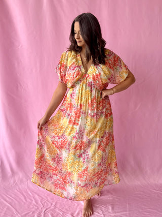 colorful floral printed maxi dress