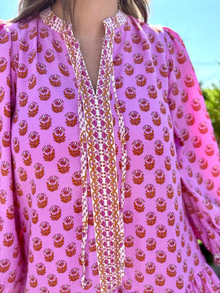 pink floral long sleeve dress