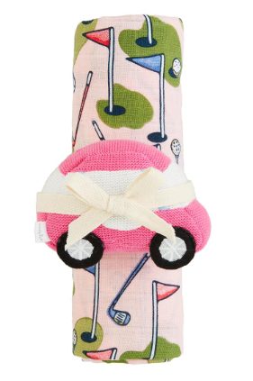 Pink Golf Swaddle & Rattle