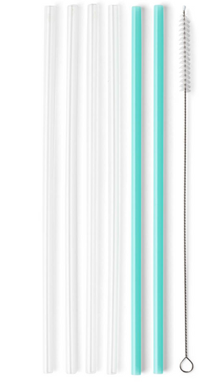 Clear & Aqua Reusable Straw Set