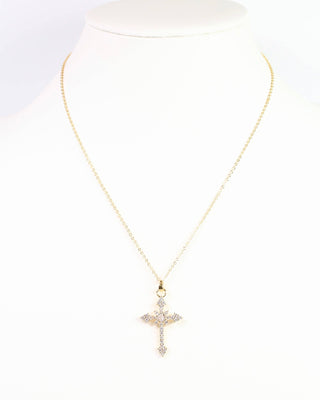 Serenity CZ Cross Necklace Gold
