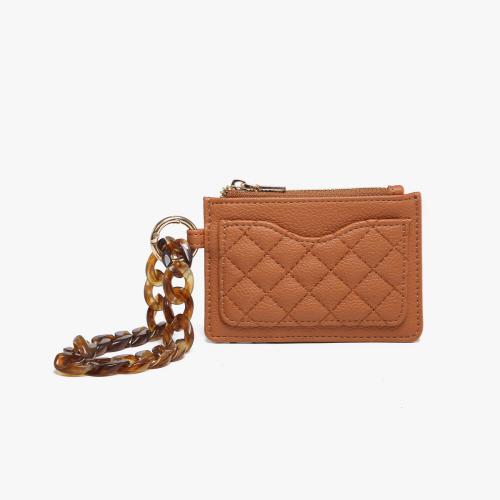 Brown Quilted Wallet Wristlet