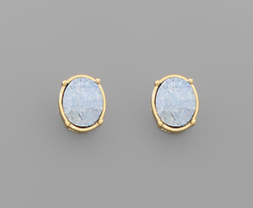 Oval Bead Stud Earrings Periwinke