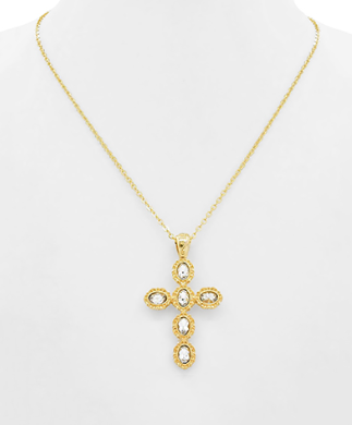 Pave Gold Cross Necklace