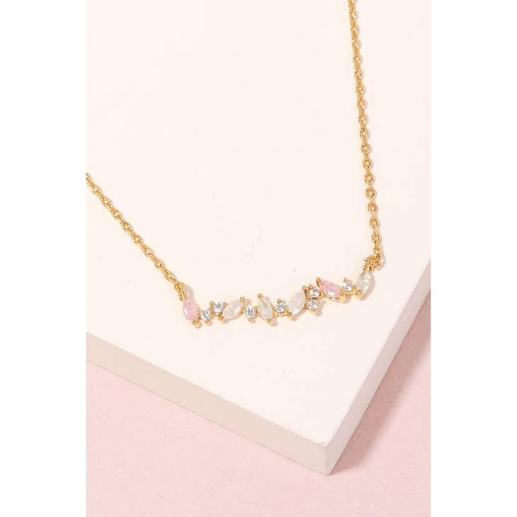 Pink Studded Bar Necklace