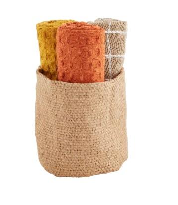 Taupe Jute Basket Towel Set