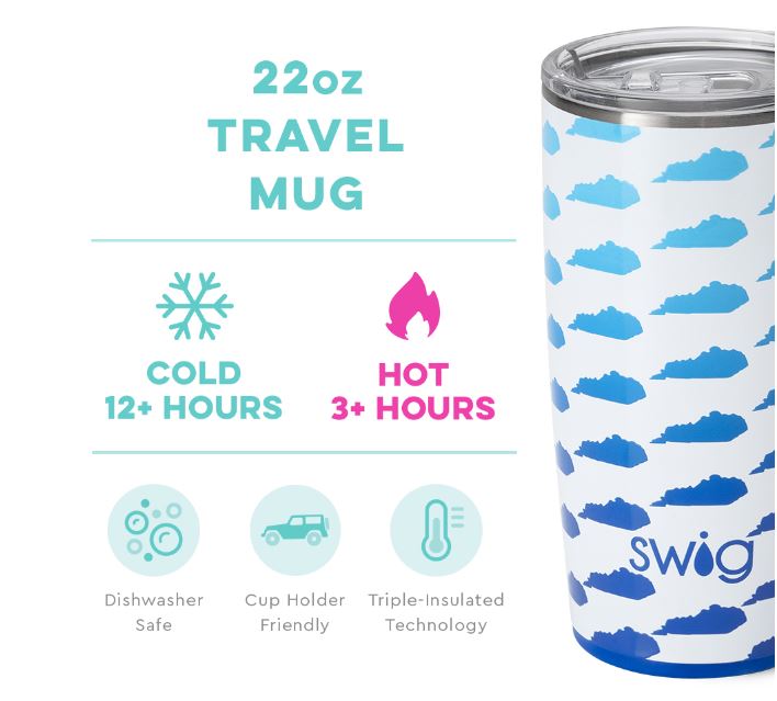 Swig Life 22oz Tall Travel Mug with Handle and Lid, Cup Holder Friendly, Dishwasher  Safe, Stainless Steel, Triple Insulated Coffee Mug Tumbler (Water Lily) 