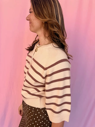Ribbed Trim Knit Top