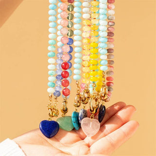 Natural Stone Semi-Precious Glass Heart Necklace