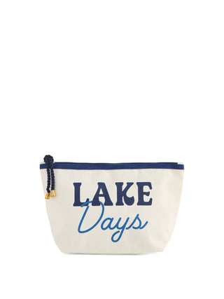 Canvas pouch with 'Lake Days' text on a white background