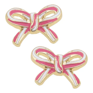 Candy Cane Bow Stud Earrings