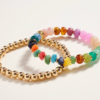 Mixed Marble Ombre Beaded Stretch Bracelet Set