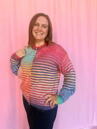Space Dye Striped Cardigan
