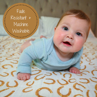 Baby Muslin Lucky Horseshoe Swaddle Blanket
