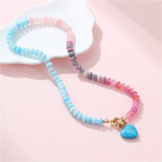 Natural Stone Semi-Precious Glass Heart Necklace