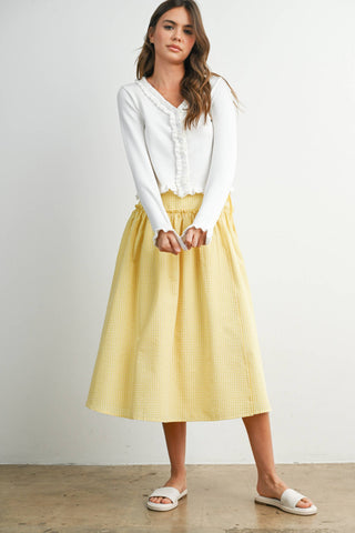 Checkered Ruffled High-Waist Skirt