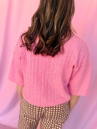 Cropped Length Ribbed Sweater