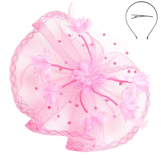 Floral Feathered Sinamay Mesh Fascinator