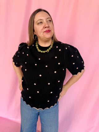 Moving Up Dot Sweater- Curvy