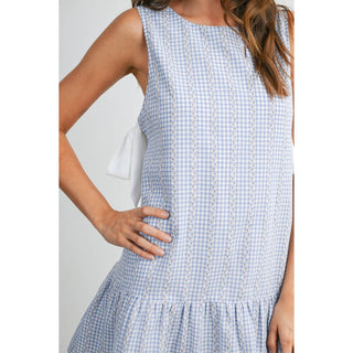 Side-Tie Gingham Dress