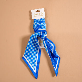 Gingham Blue Twirl & Tie Scarf