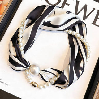Pearl Magnetic Skinny Silk Neck Scarf