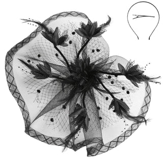 Floral Feathered Sinamay Mesh Fascinator