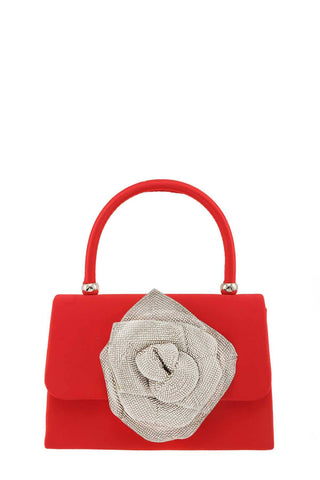 Fuchsia Purse with Rhinestone Flower