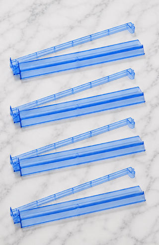 Blue Acrylic Mahjong Tile Racks with Pushers Set