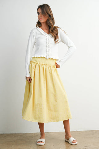 Checkered Ruffled High-Waist Skirt