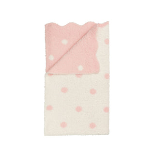 Reversible baby blanket, pink with white polka dots and white with pink polka dots