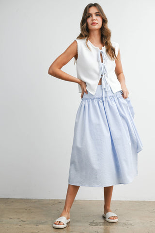 Checkered Ruffled High-Waist Skirt