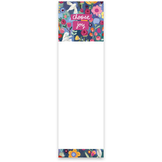 Notepad with floral design and 'Choose Joy' text on a white background