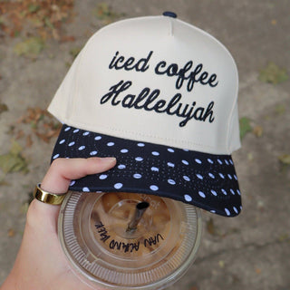 Iced Coffee Polka Dot Embroidered Trucker Hat