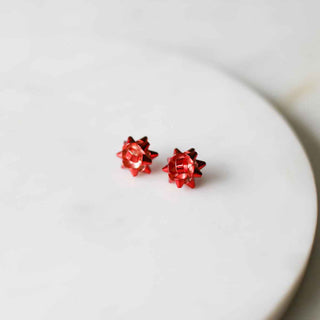 Gift Bow Earrings Red