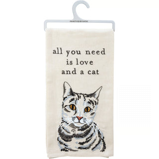 Love And A Cat Tea Towel