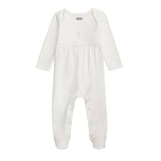 White baby onesie on a white background