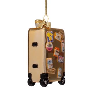 Gold Suitcase Glass Ornament