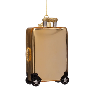 Gold Suitcase Glass Ornament