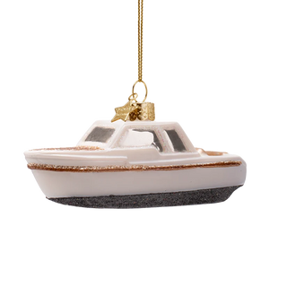 Cabin Boat Glass Ornament