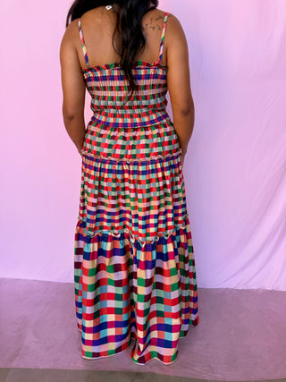 Plaid Tiered Maxi Dress