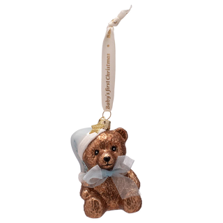 Blue Bear Baby First Christmas Glass Ornament
