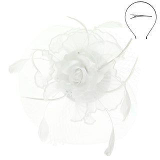 Rose Bloom Mesh Fascinator w/ Headband