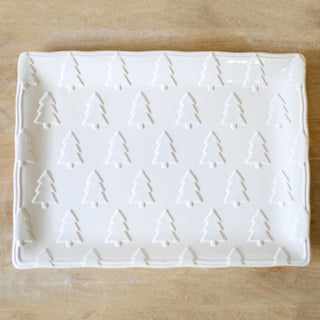 Large Balsam Lane Embossed Platter White