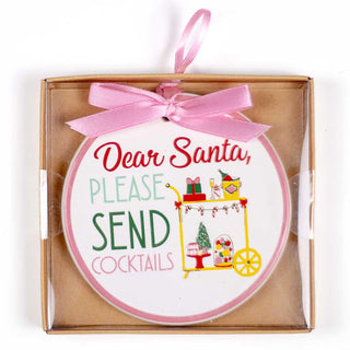 Santa Send Cocktails Ornament Pink
